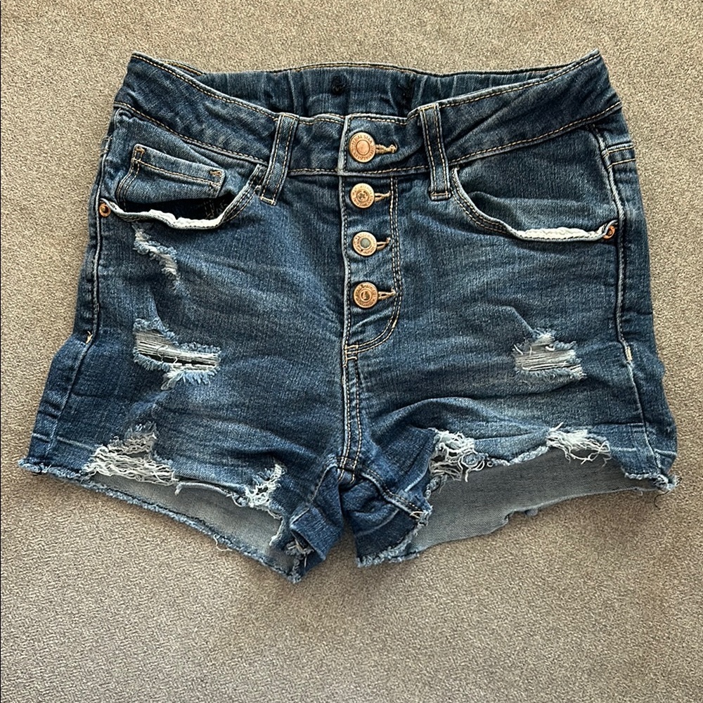 Imperial Star Denim Blue Girl’s Distressed Shorts